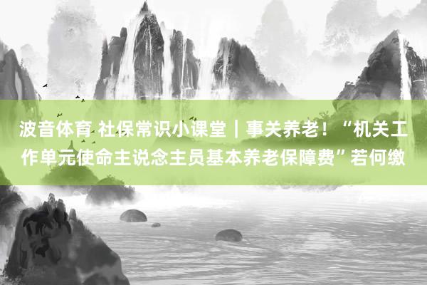 波音体育 社保常识小课堂｜事关养老！“机关工作单元使命主说念主员基本养老保障费”若何缴