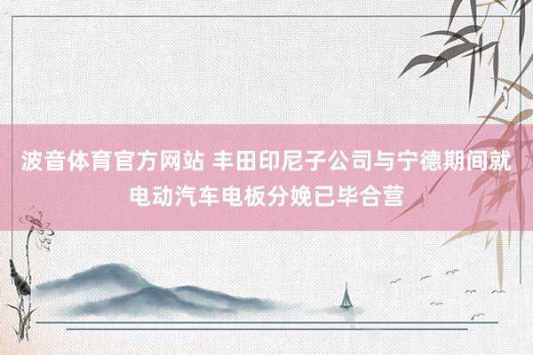 波音体育官方网站 丰田印尼子公司与宁德期间就电动汽车电板分娩已毕合营