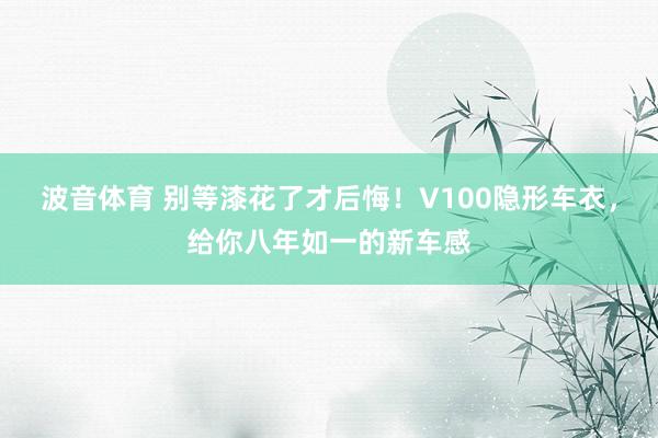 波音体育 别等漆花了才后悔！V100隐形车衣，给你八年如一的新车感