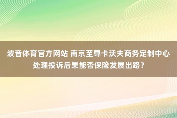 波音体育官方网站 南京至尊卡沃夫商务定制中心处理投诉后果能否保险发展出路？