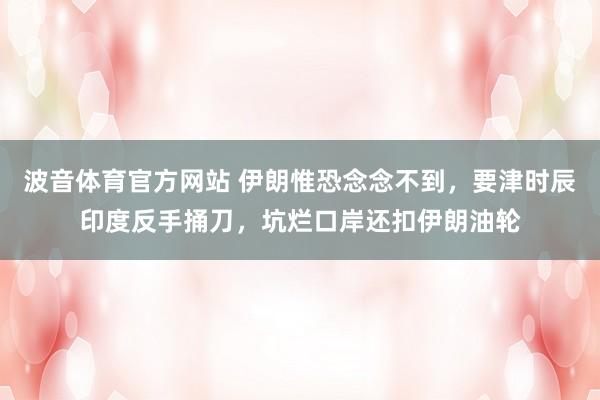 波音体育官方网站 伊朗惟恐念念不到，要津时辰印度反手捅刀，坑烂口岸还扣伊朗油轮