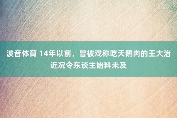 波音体育 14年以前，曾被戏称吃天鹅肉的王大治近况令东谈主始料未及