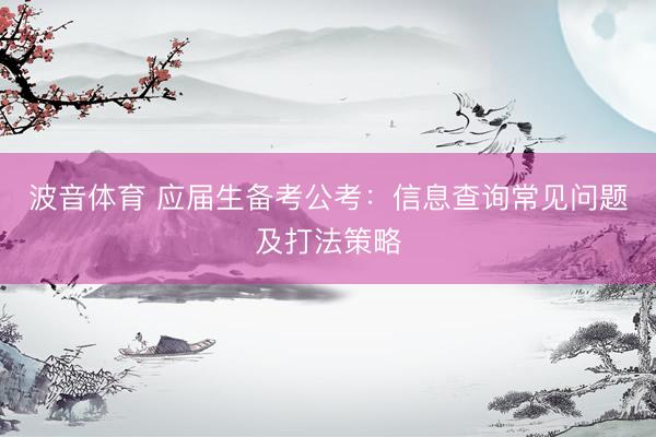 波音体育 应届生备考公考：信息查询常见问题及打法策略