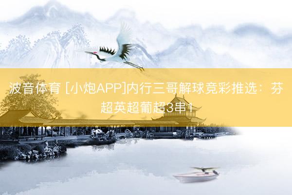 波音体育 [小炮APP]内行三哥解球竞彩推选：芬超英超葡超3串1